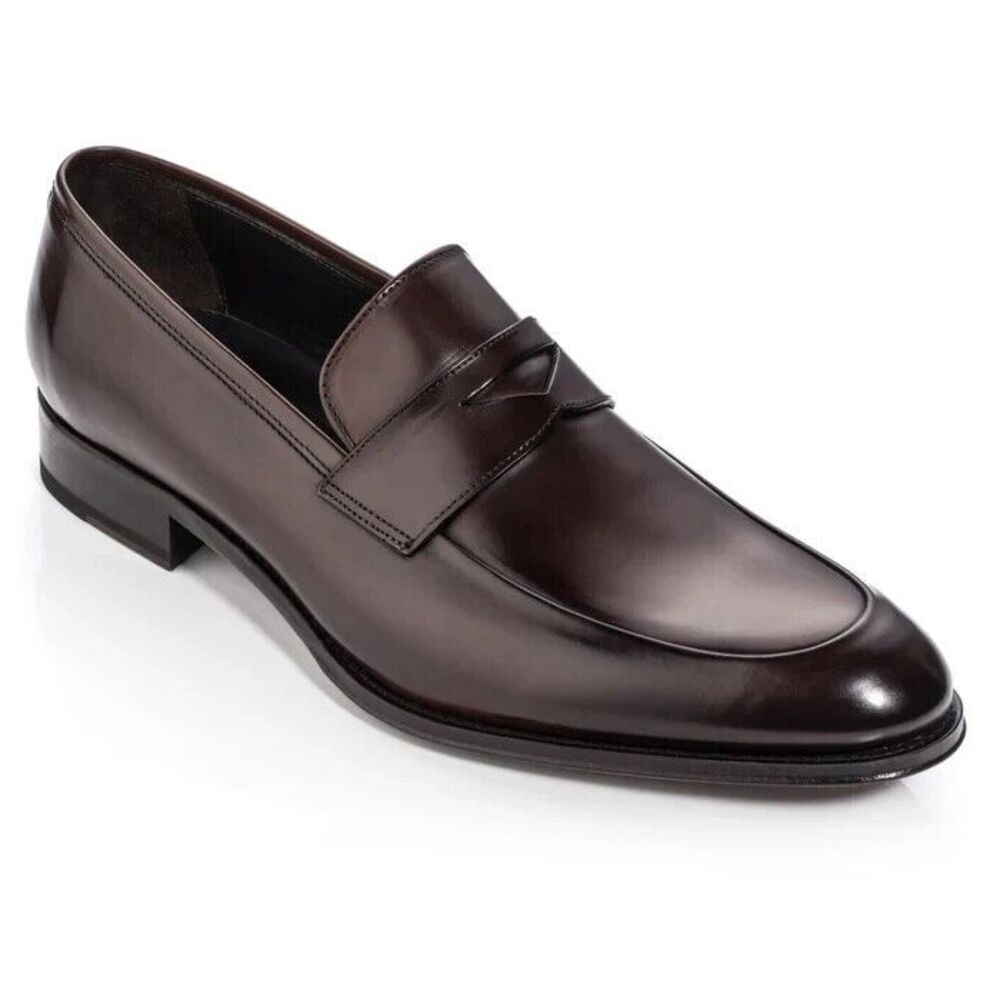 To Boot New York Burnished Brown Leather Penny Loafers Made Italy US 9.5 EU 43.5 - Picture 2 of 6